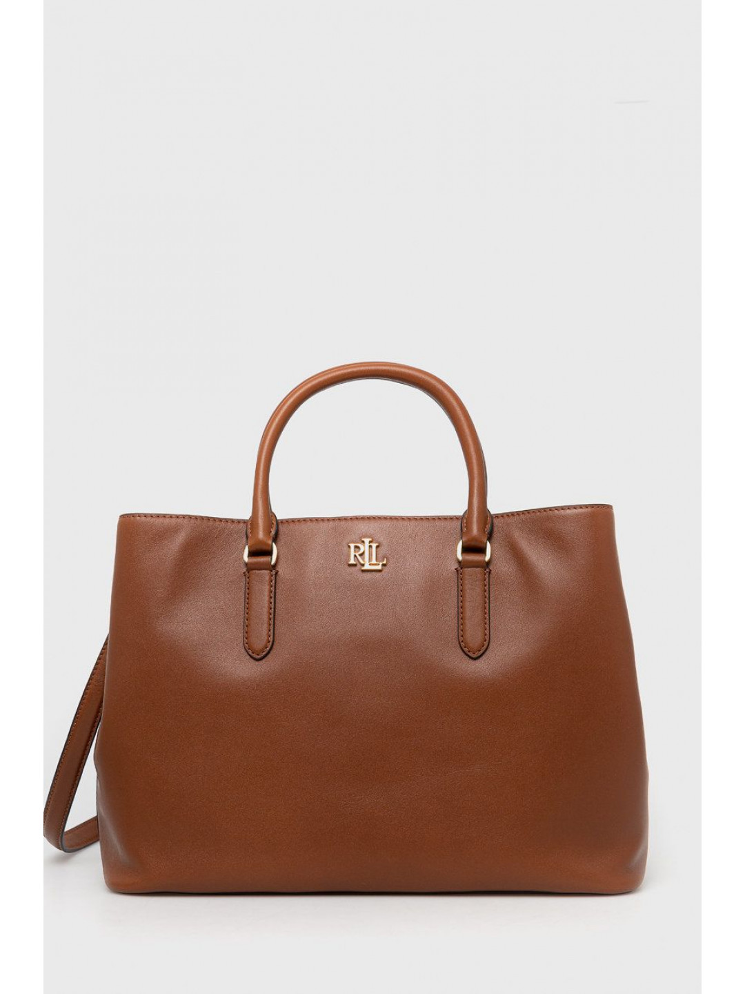 Kožená kabelka Lauren Ralph Lauren hnědá barva 431876724005